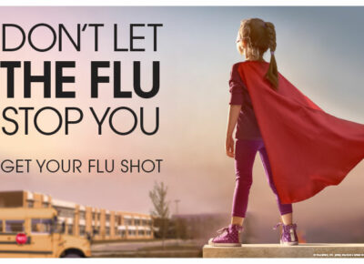 Girl Superhero Poster talking about the flu shot