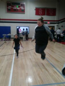 Parents getting involved in jump rope
