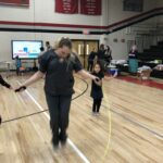 Nurse Demonstrating how jump rope is done